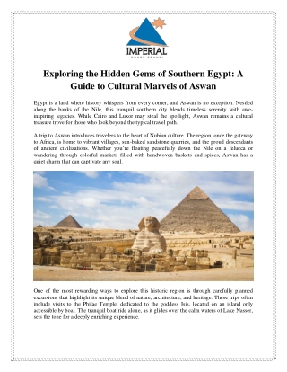 Exploring the Hidden Gems of Southern Egypt A Guide to Cultural Marvels of Aswan