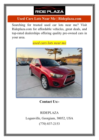 Used Cars Lots Near Me | Rideplaza.com