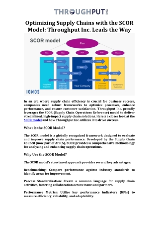 Optimizing Supply Chains with the SCOR Model Throughput Inc. Leads the Way