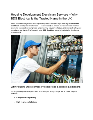 Housing Development Electrician Services