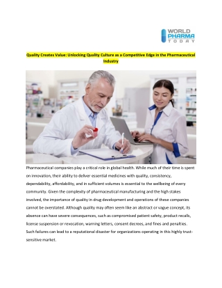 Quality Creates Value: Unlocking Quality Culture as a Competitive Edge in the Ph