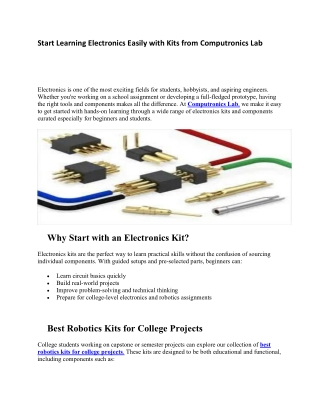 Start Learning Electronics Easily with Kits from Computronics Lab