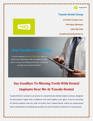 Say Goodbye To Missing Teeth With Dental Implants Near Me At Tuxedo Dental