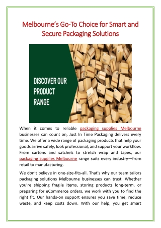 Melbourne’s Go-To Choice for Smart and Secure Packaging Solutions