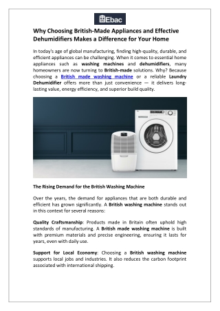 Why Choosing British-Made Appliances and Effective Dehumidifiers Makes a Difference for Your Home