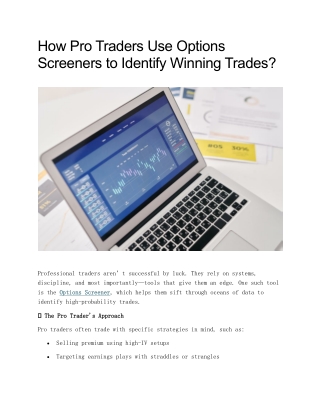 How Pro Traders Use Options Screeners to Identify Winning Trades