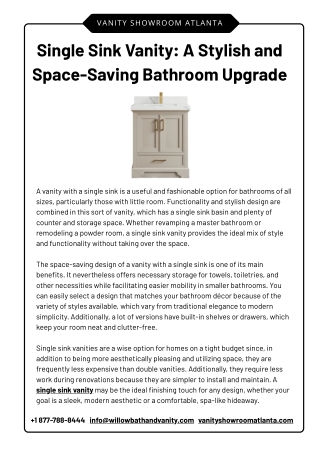 Single Sink Vanity: A Stylish and Space-Saving Bathroom Upgrade