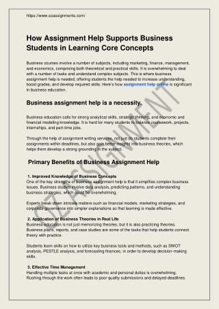 How Assignment Help Supports Business Students in Learning Core Concepts