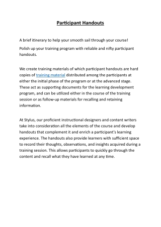 Participant Handouts