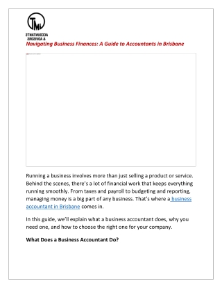 Navigating Business Finances A Guide to Accountants in Brisbane