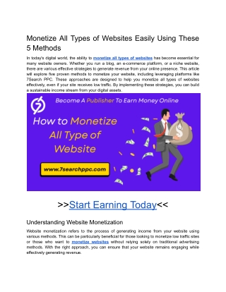 Monetize All Types of Websites Easily Using These 5 Methods