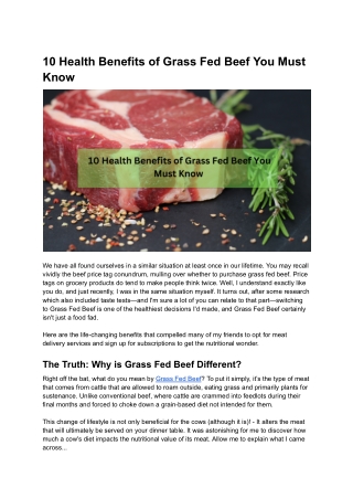 10 Health Benefits of Grass Fed Beef You Must Know