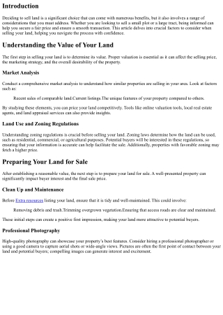 What to Consider When Selling Your Land