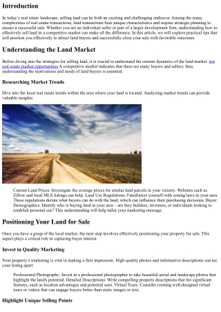 Tips for Selling Land in a Competitive Market