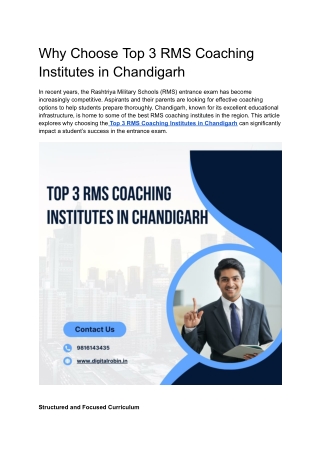 Why Choose Top 3 RMS Coaching Institutes in Chandigarh