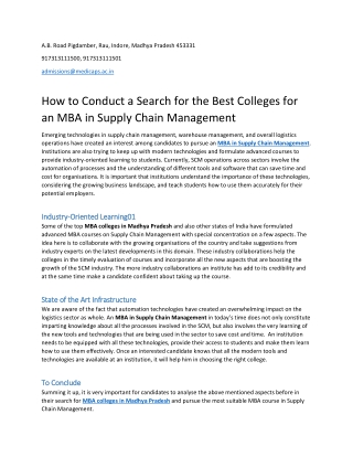 How to Conduct a Search for the Best Colleges for an MBA in Supply Chain Management
