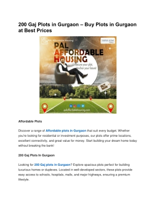 200 Gaj Plots in Gurgaon – Buy Plots in Gurgaon at Best Prices