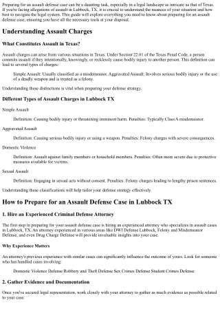 How to Prepare for an Assault Defense Case in Lubbock TX