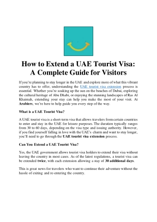 How to Extend a UAE Tourist Visa A Complete Guide for Visitors