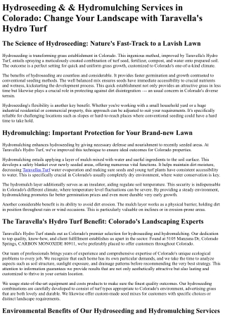 Taravellas Hydro Turf