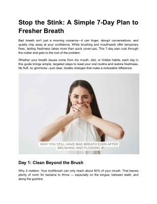 Stop the Stink_ A Simple 7-Day Plan to Fresher Breath