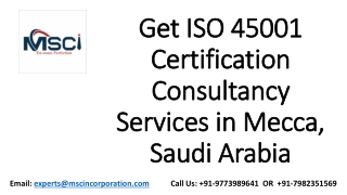 Get ISO 45001 Certification Consultancy Services in Mecca