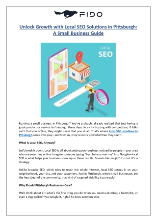Unlock Growth with Local SEO Solutions in Pittsburgh- A Small Business Guide