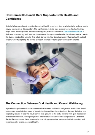 How Camarillo Dental Care Supports Both Health and Confidence