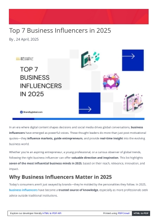 Top 7 Business Influencers in 2025