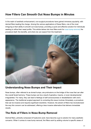 How Fillers Can Smooth Out Nose Bumps in Minutes