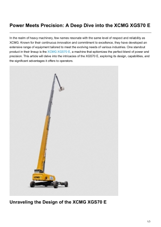 Power Meets Precision A Deep Dive into the XCMG XGS70 E