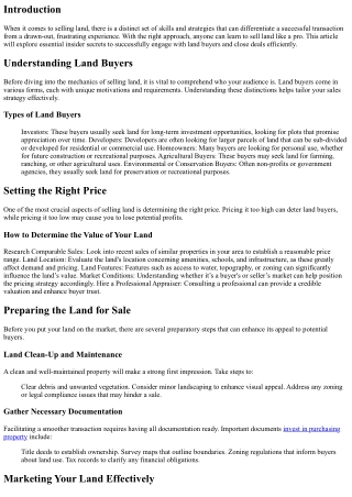 Sell Land Like a Pro: Insider Secrets to Closing Deals with Land Buyers