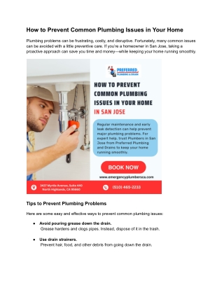 How to Prevent Common Plumbing Issues in Your Home