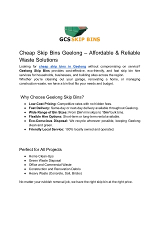 Cheap Skip Bins Geelong – Affordable & Reliable Waste Solutions
