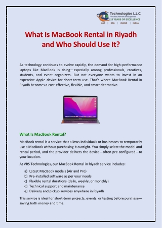 What Is MacBook Rental in Riyadh and Who Should Use It?
