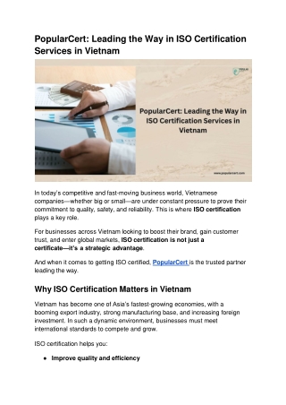 PopularCert_ Leading the Way in ISO Certification Services in Vietnam