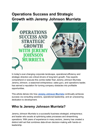 Strategic Operations with Jeremy Johnson Murrieta: A Roadmap to Business Success