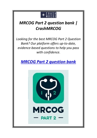 MRCOG Part 2 question bank | CrashMRCOG