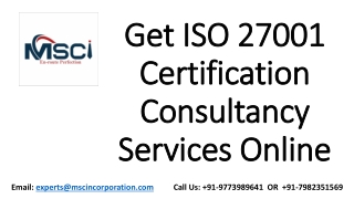 Get ISO 27001 Certification Consultancy Services Online
