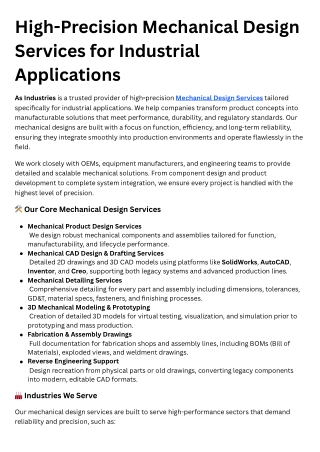 High-Precision Mechanical Design Services for Industrial Applications