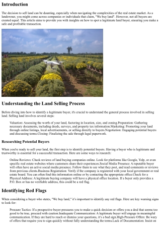 We Buy Land: How to Spot a Legitimate Buyer