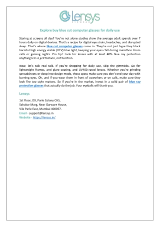 Explore buy blue cut computer glasses for daily use