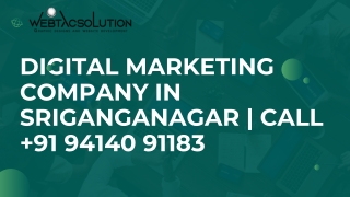 Digital marketing company in sriganganagar  Call  91 94140 91183