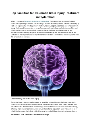 Top Facilities for Traumatic Brain Injury Treatment in Hyderabad