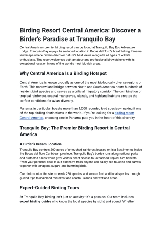 Birding Resort Central America: Discover a Birder’s Paradise