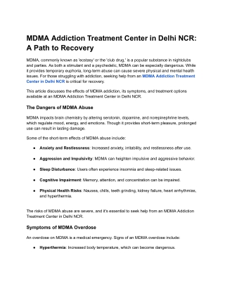 MDMA Addiction Treatment Center in Delhi NCR - Athena Luxus