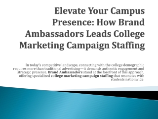 "Expert College Marketing Staffing by Brand Ambassadors"