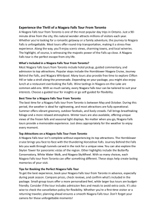 Niagara Falls Tour From Toronto