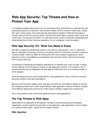 Web App Security: Top Threats and How to Protect Your App