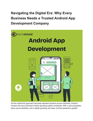 Best Android App Development Company to Build Your Next Mobile Solution
